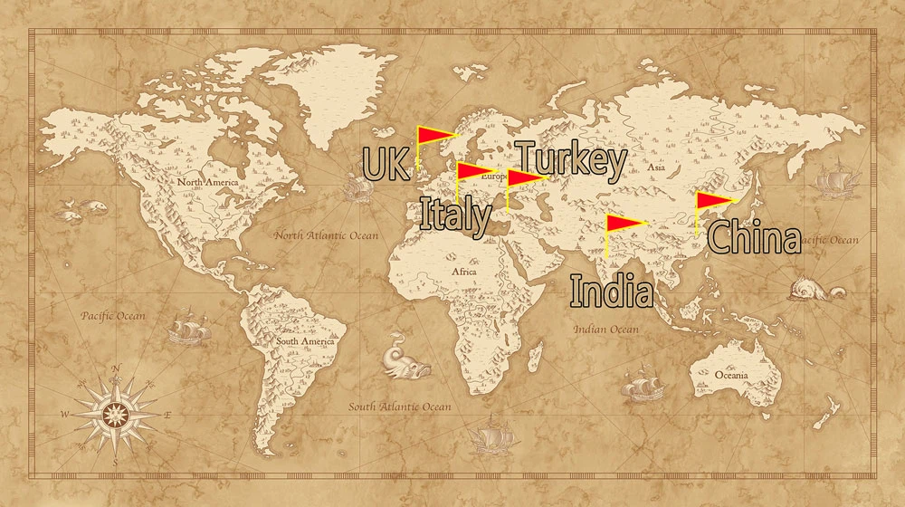 Major Countries of Necktie Production Major Countries of Necktie Production